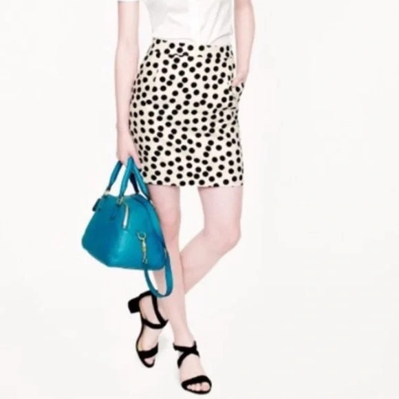 J. CREW cotton polka dot mini skirt 4 lined - Picture 1 of 5